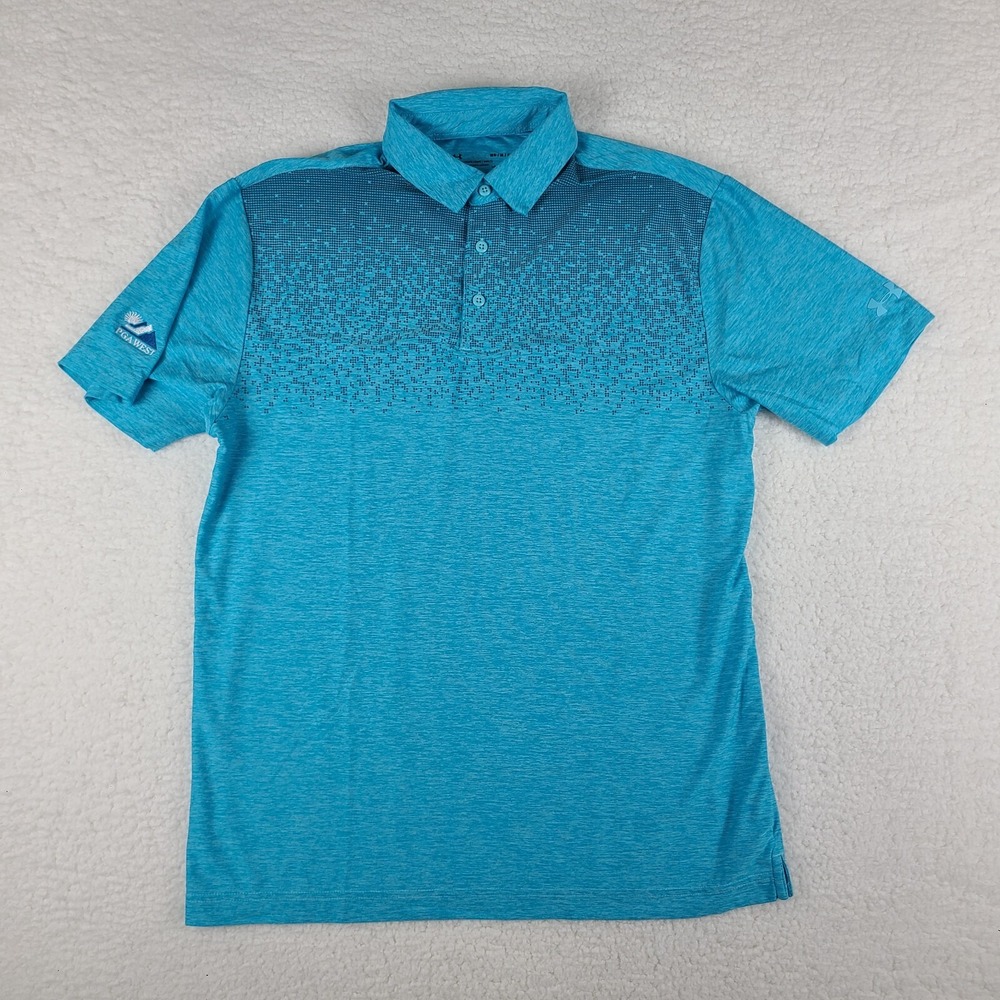 Under Armour Polo Shirt Mens Medium Blue Loose Heatgear Performance PGA West